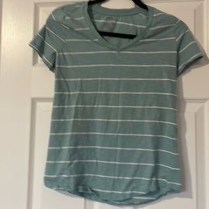 Teal striped v-neck t-shirt